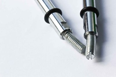Nickel-plated,Threaded,Part,With,Black,Rubber,Band.