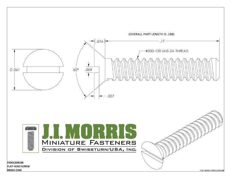 000-120 x 3/16 SCREW-FLAT HEAD-BRASS