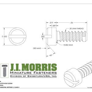 .50 UNM x .060 SCREW-FLAT FILLISTER HEAD-STAINLESS STEEL