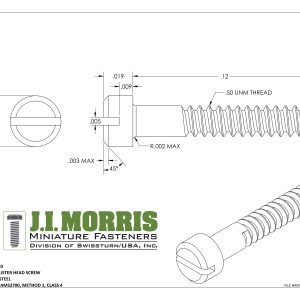 .50 UNM x .120 SCREW-FLAT FILLISTER HEAD-STAINLESS STEEL