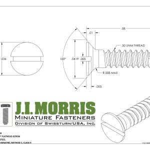 .50 UNM x .080 SCREW-FLAT HEAD SCREW-STAINLESS STEEL