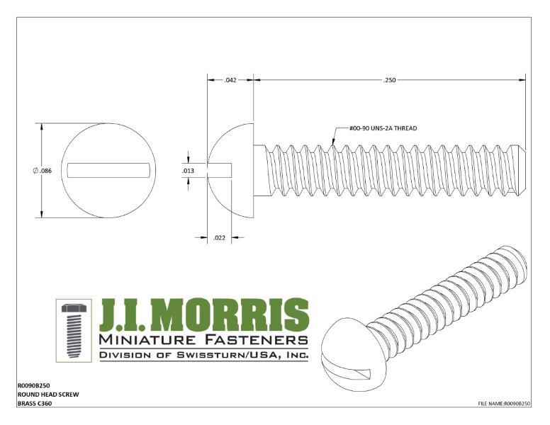 00-90 x 1/4 SCREW-ROUND HEAD-BRASS