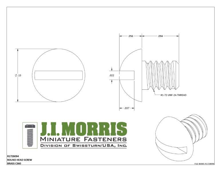 1-72 x 3/32 SCREW-ROUND HEAD-BRASS