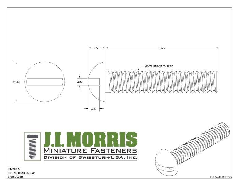 1-72 x 3/8 SCREW-ROUND HEAD-BRASS