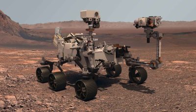 Mars.,The,Perseverance,Rover,Deploys,Its,Equipment,Against,The,Backdrop