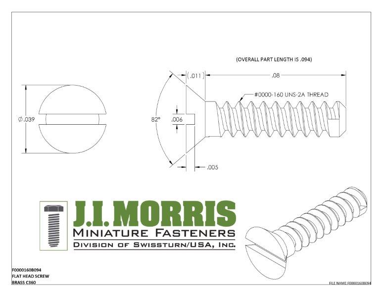 0000-160 x 3/32 SCREW-FLAT HEAD-BRASS