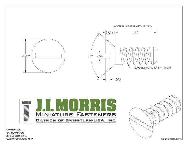 0000-160 x 1/16 SCREW-FLAT HEAD-STAINLESS STEEL