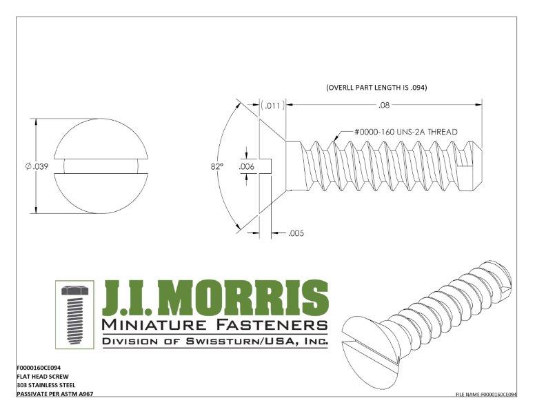 0000-160 x 3/32 SCREW-FLAT HEAD-STAINLESS STEEL