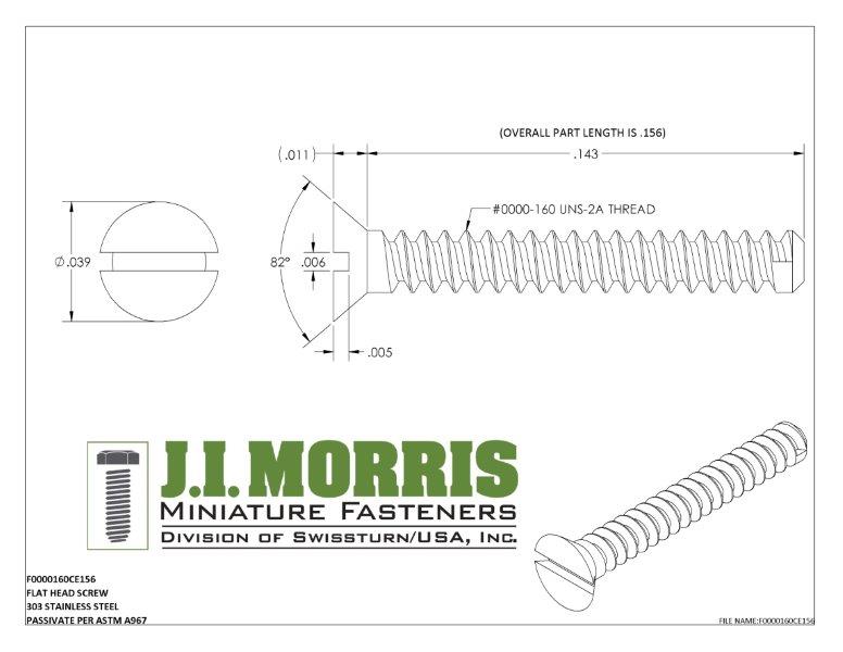 0000-160 x 5/32 SCREW-FLAT HEAD-STAINLESS STEEL