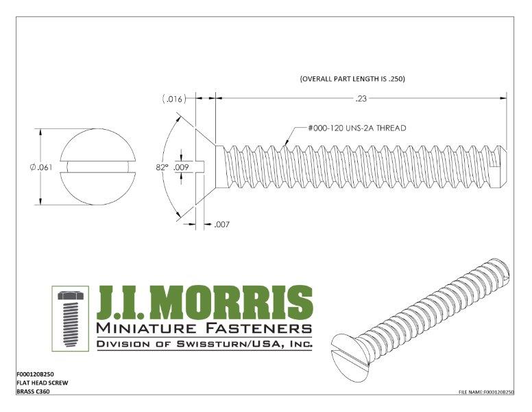 000-120 x 1/4 SCREW-FLAT HEAD-BRASS