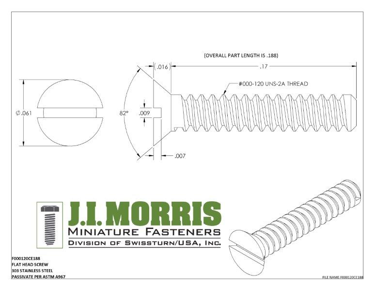 000-120 x 3/16 SCREW-FLAT HEAD-STAINLESS STEEL