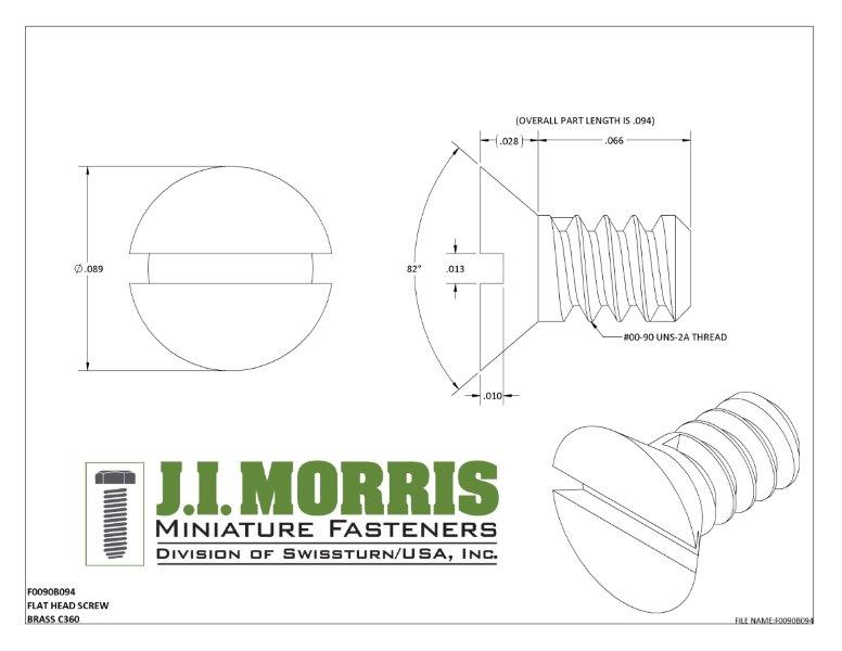 00-90 x 3/32 SCREW-FLAT HEAD-BRASS