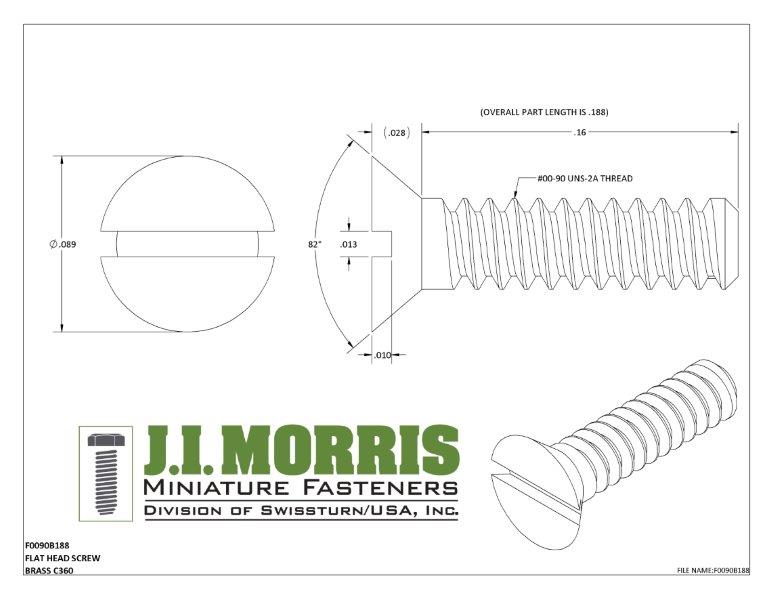 00-90 x 3/16 SCREW-FLAT HEAD-BRASS