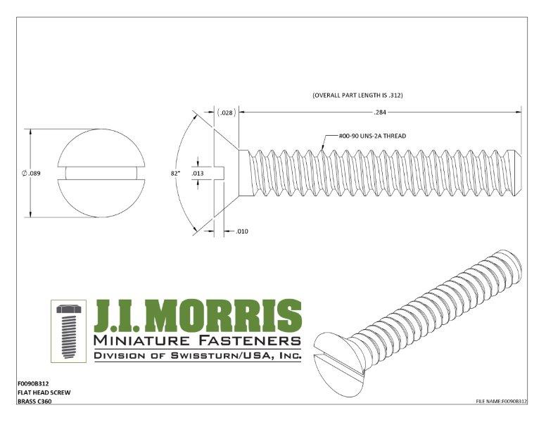 00-90 x 5/16 SCREW-FLAT HEAD-BRASS