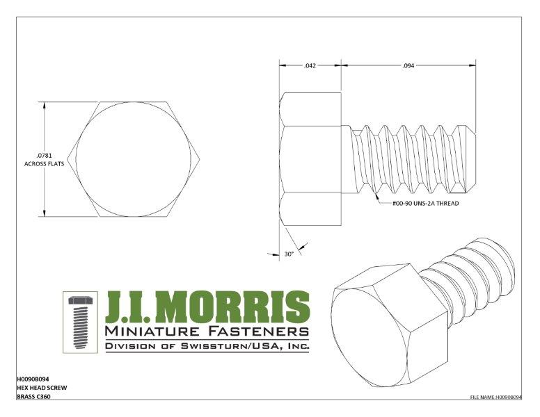 00-90 x 3/32 SCREW-HEX HEAD SCREW-BRASS