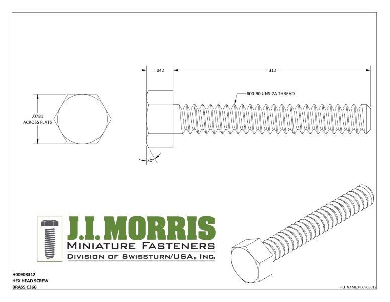 00-90 x 5/16 SCREW-HEX HEAD SCREW-BRASS