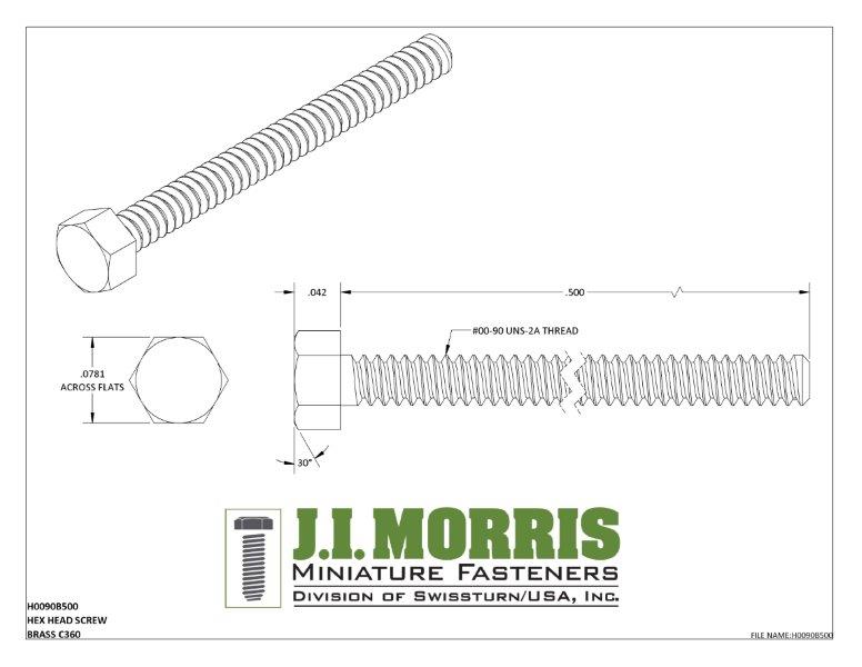 00-90 x 1/2 SCREW-HEX HEAD SCREW-BRASS