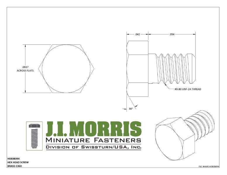 0-80 x 3/32 SCREW-HEX HEAD SCREW-BRASS