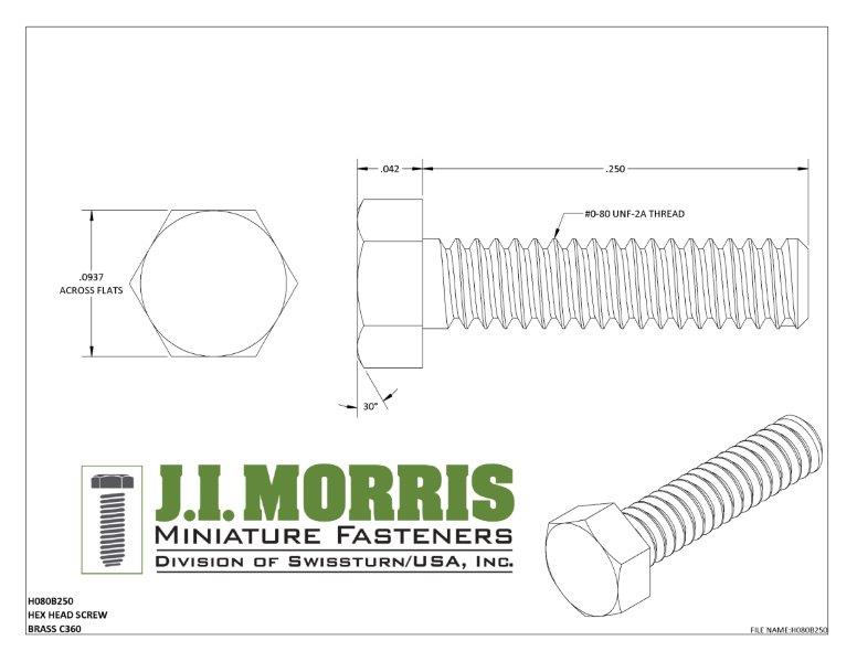 0-80 x 1/4 SCREW-HEX HEAD SCREW-BRASS