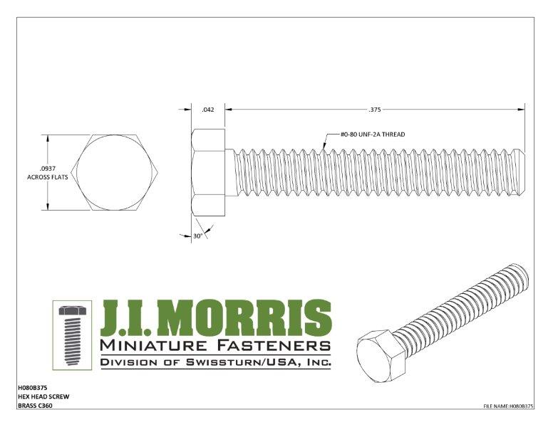 0-80 x 3/8 SCREW-HEX HEAD SCREW-BRASS