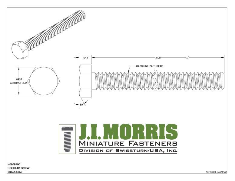 0-80 x 1/2 SCREW-HEX HEAD SCREW-BRASS