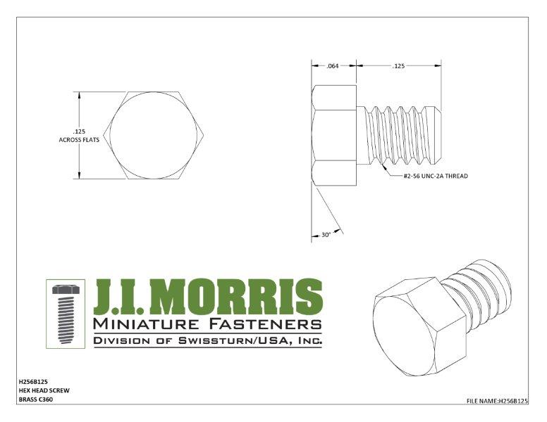 2-56 x 1/8 SCREW-HEX HEAD SCREW-BRASS