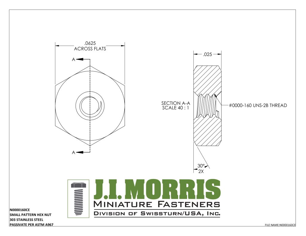 0000-160 HEX NUT-STAINLESS STEEL