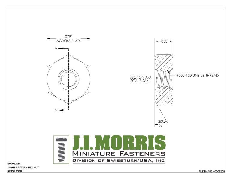 000-120 HEX NUT-BRASS