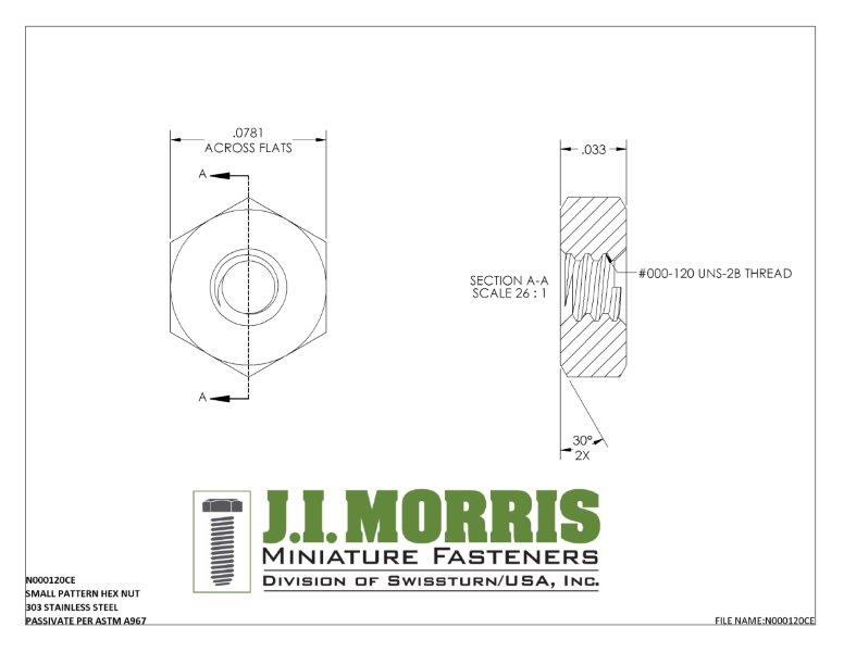000-120 HEX NUT-STAINLESS STEEL