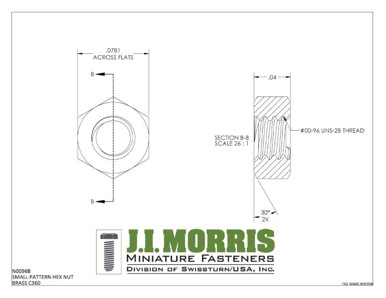 00-96 HEX NUT-BRASS