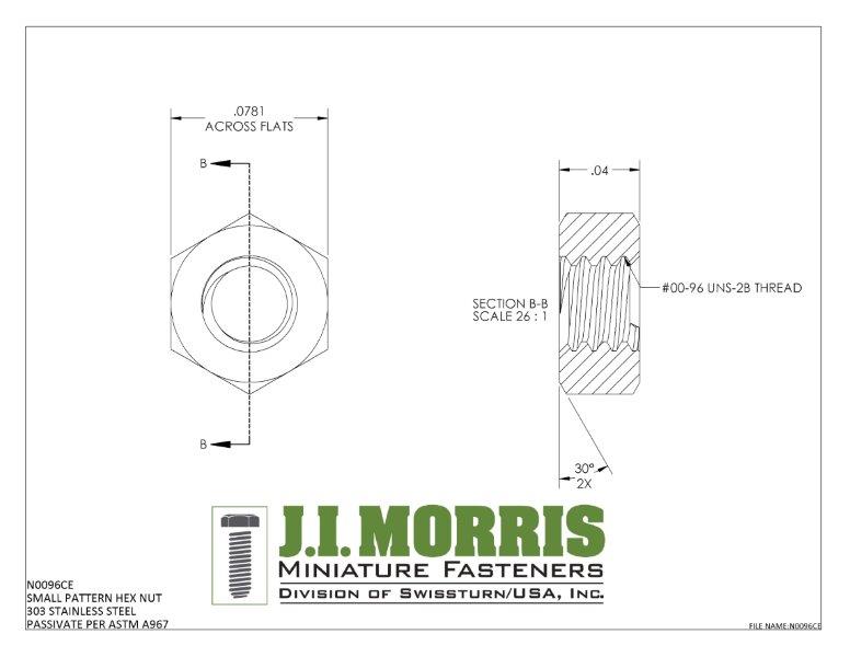00-96 HEX NUT-STAINLESS STEEL