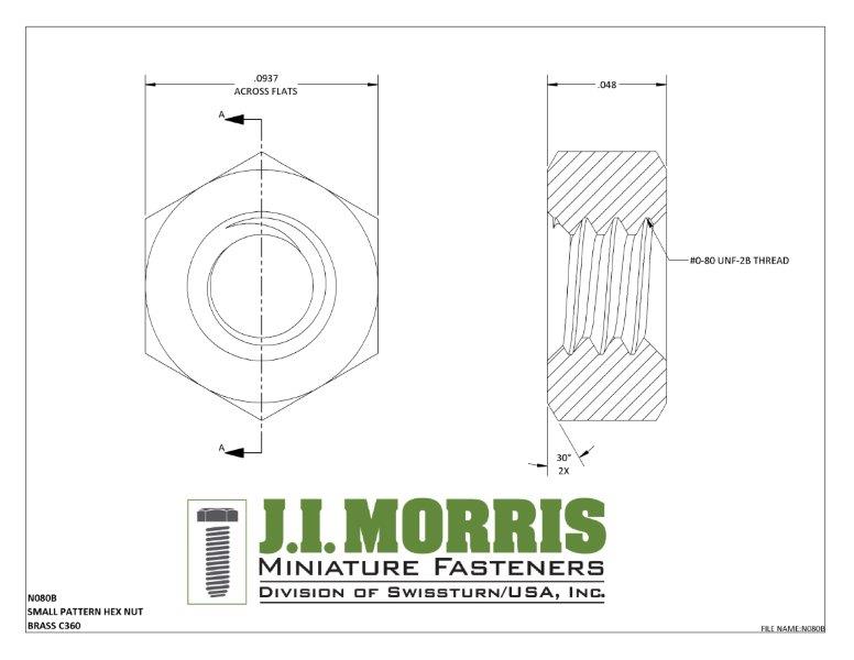 0-80 HEX NUT-BRASS