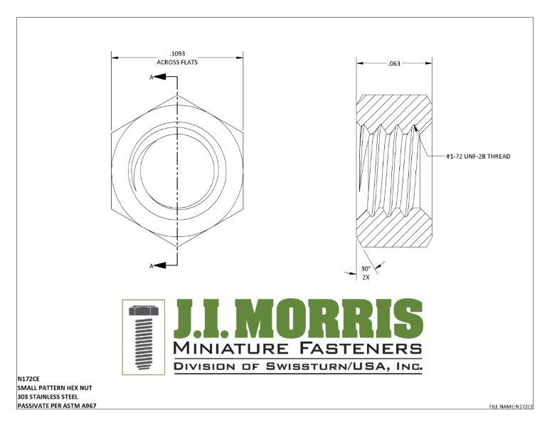 1-72 HEX NUT-STAINLESS STEEL