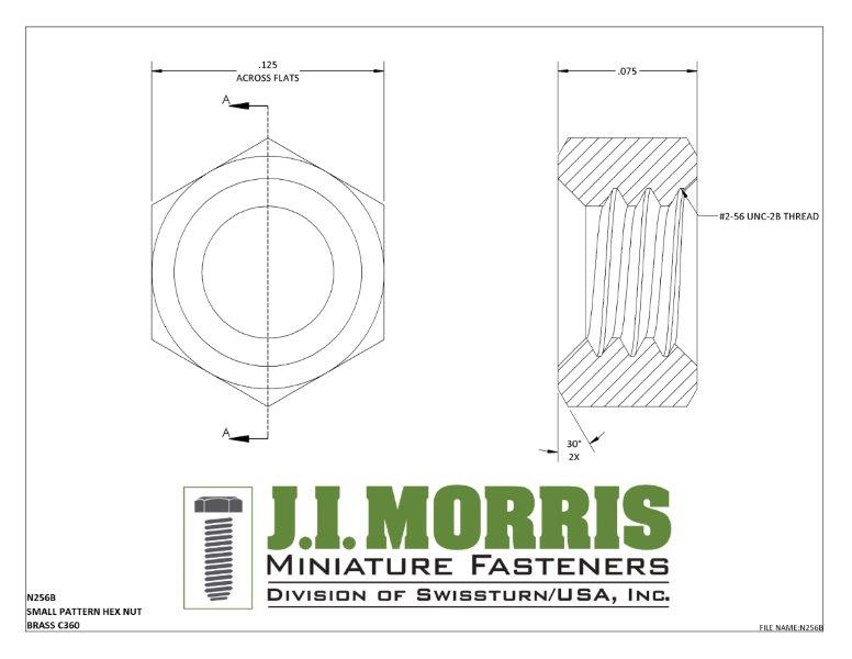 2-56 HEX NUT-BRASS