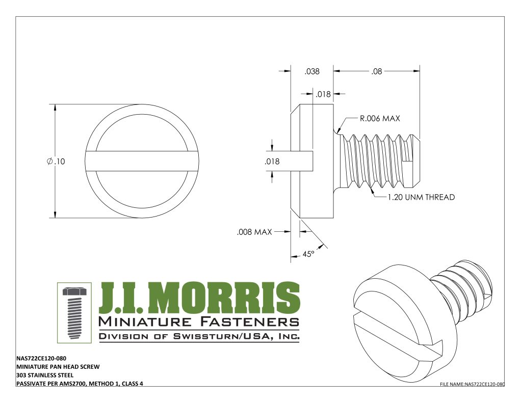 1.20 UNM x .080 SCREW-PAN HEAD SCREW-STAINLESS STEEL