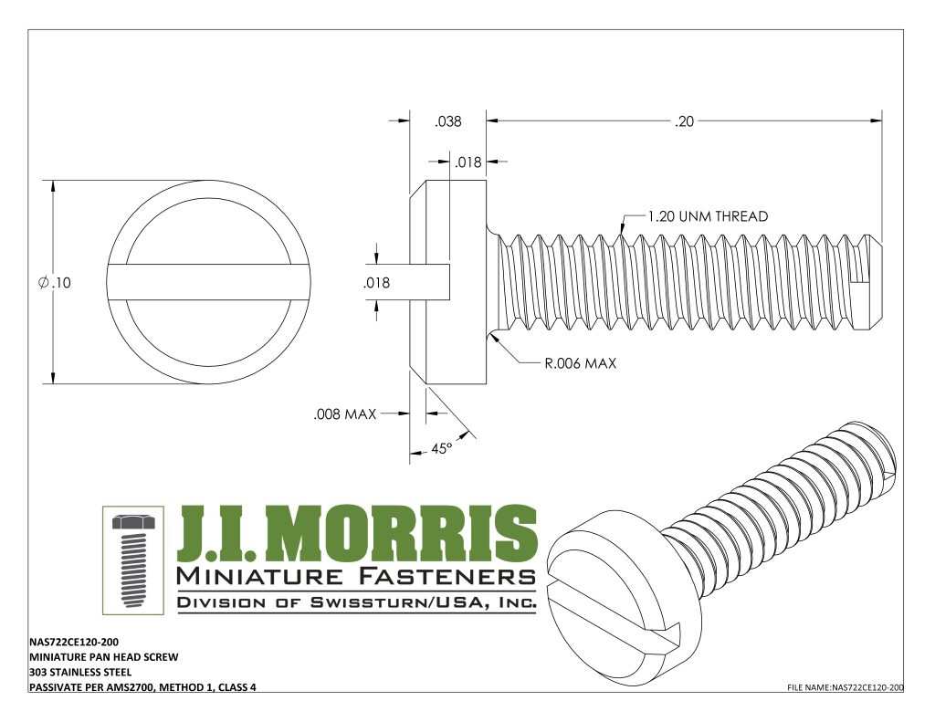 1.20 UNM x .200 SCREW-PAN HEAD SCREW-STAINLESS STEEL