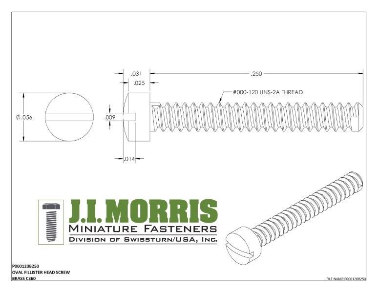 000-120 x 1/4 SCREW-OVAL FILLISTER-BRASS