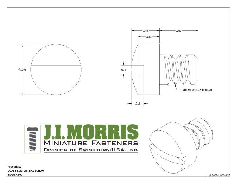 00-90 x 1/16 SCREW-OVAL FILLISTER-BRASS