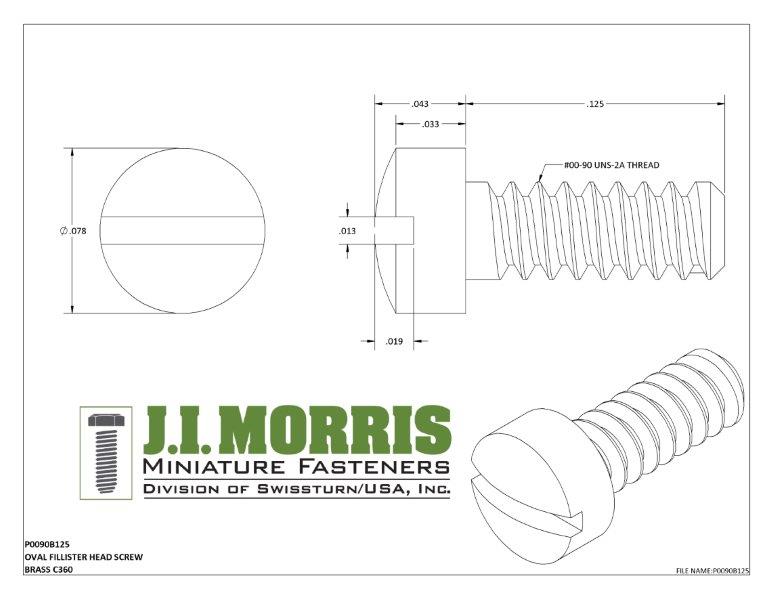 00-90 x 1/8 SCREW-OVAL FILLISTER-BRASS