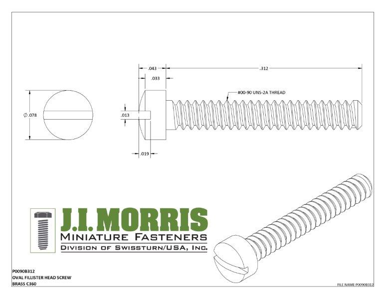 00-90 x 5/16 SCREW-OVAL FILLISTER-BRASS