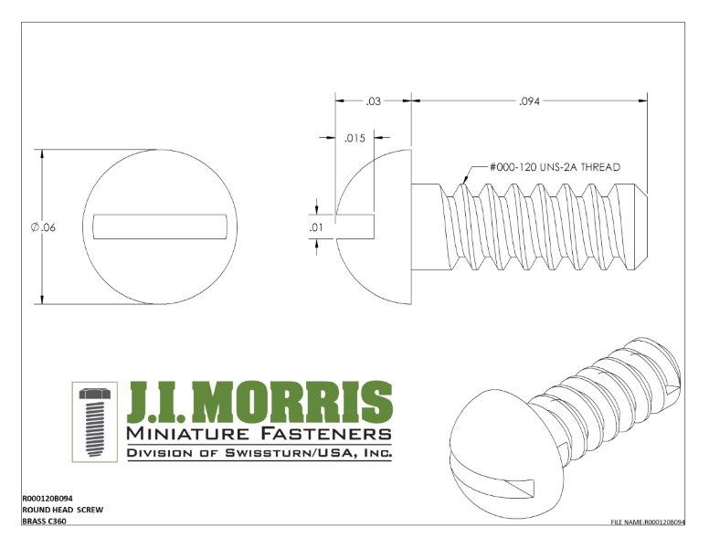 000-120 x 3/32 SCREW-ROUND HEAD-BRASS