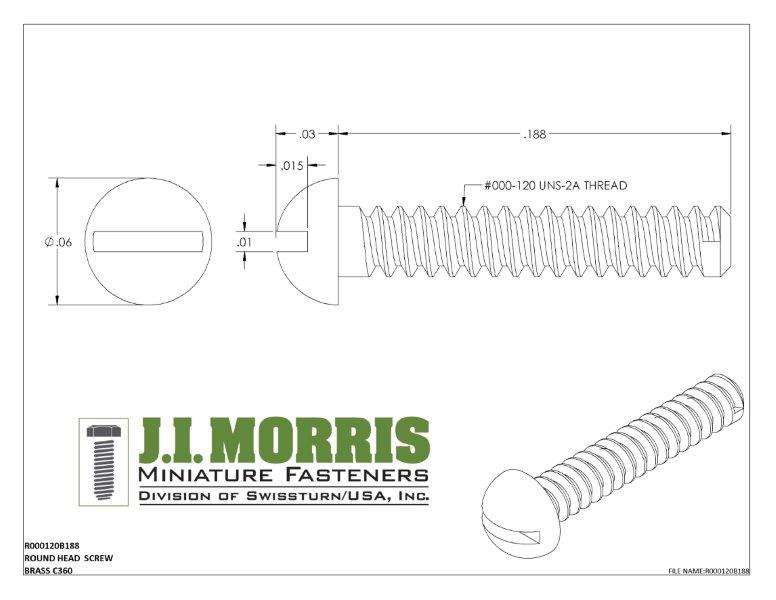 000-120 x 3/16 SCREW-ROUND HEAD-BRASS