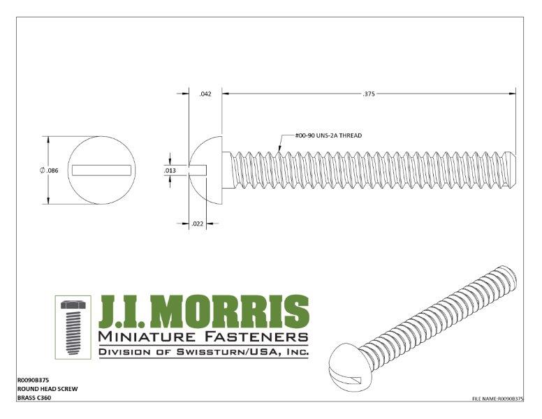 00-90 x 3/8 SCREW-ROUND HEAD-BRASS