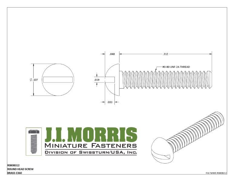 0-80 x 5/16 SCREW-ROUND HEAD-BRASS