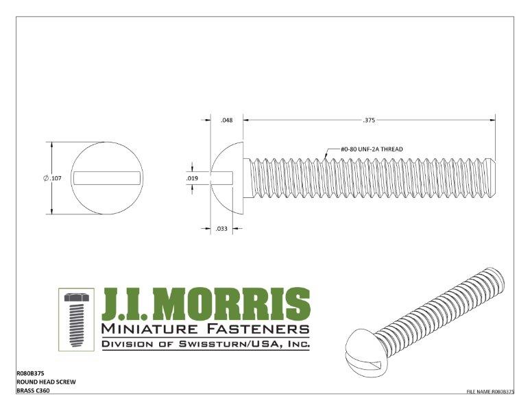 0-80 x 3/8 SCREW-ROUND HEAD-BRASS