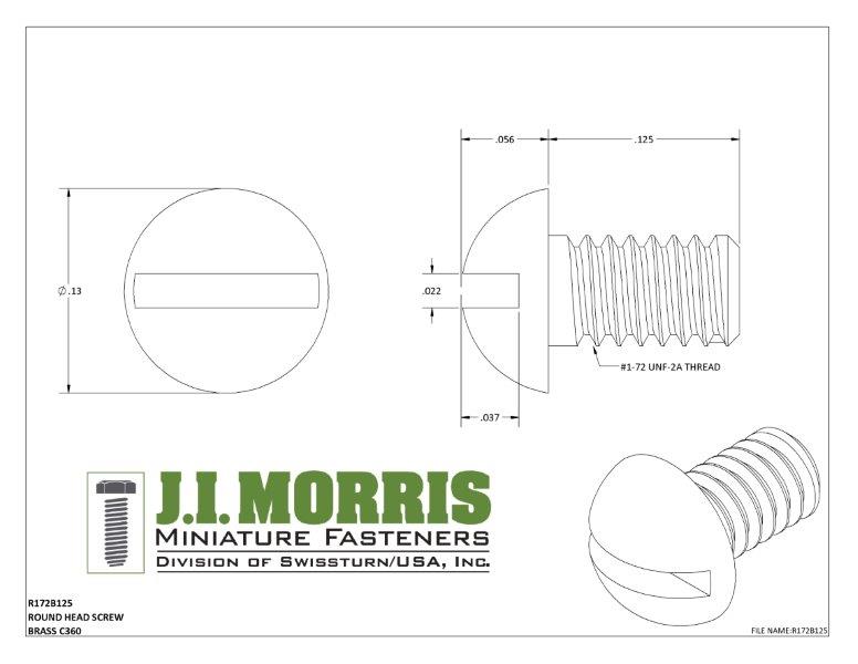 1-72 x 1/8 SCREW-ROUND HEAD-BRASS