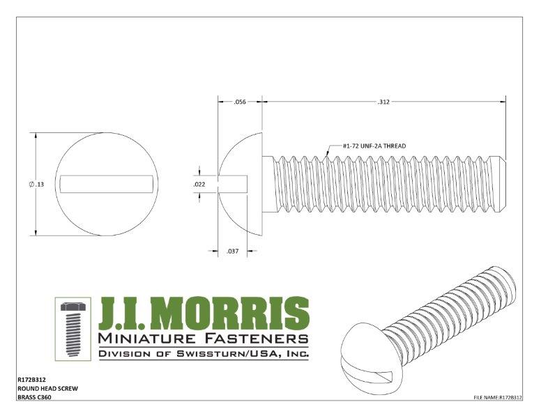 1-72 x 5/16 SCREW-ROUND HEAD-BRASS